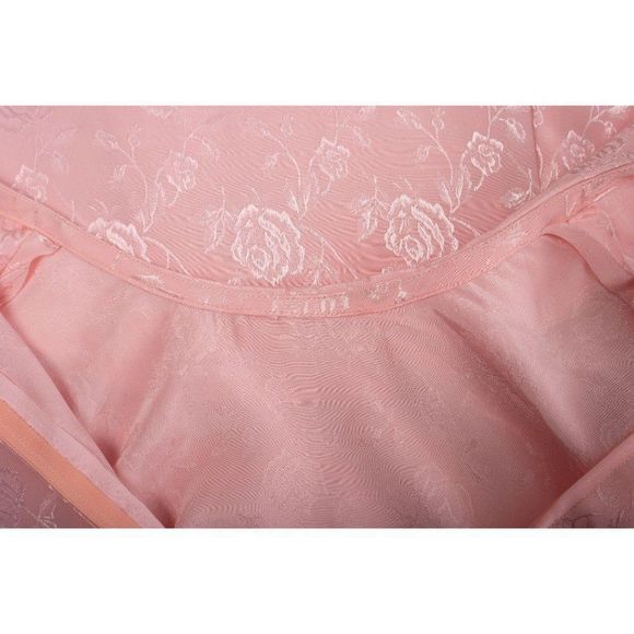 Vintage Sheath Dress Pink Roses Brocade L Puff sl - Picture 5 of 5